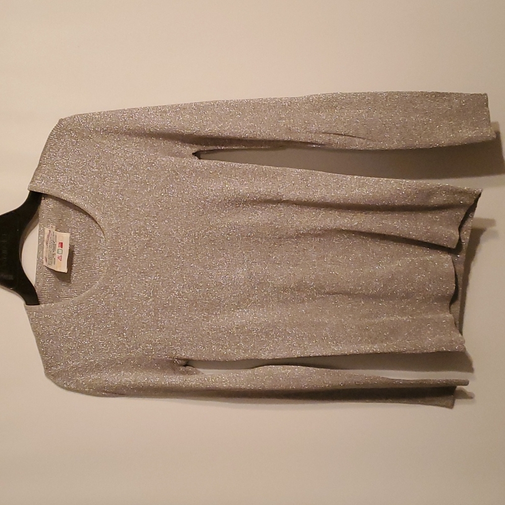 Shiny Metallic 1970's Disco skinny tight long sleeve Rayon Shirt Sweater